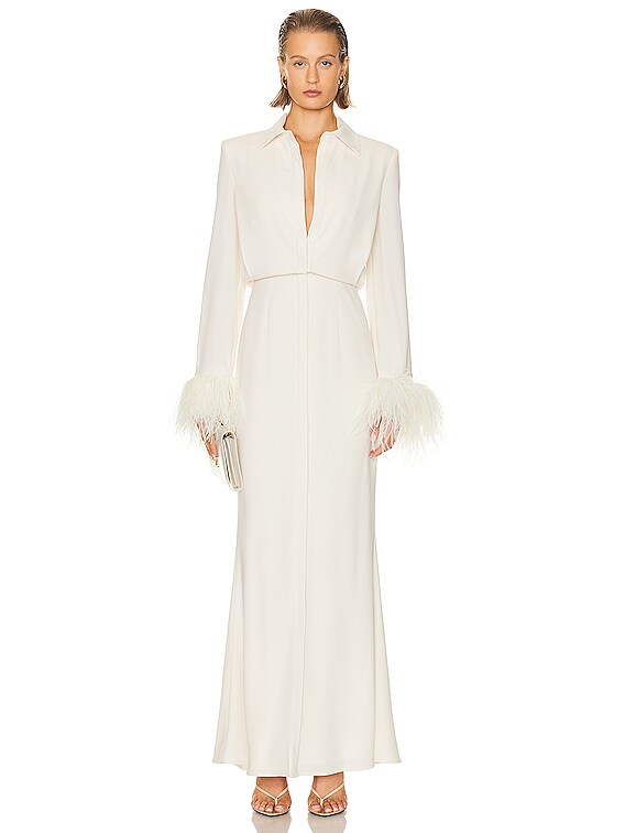 Roland Mouret Long Sleeve Maxi Shirt Dress in Cream | FWRD