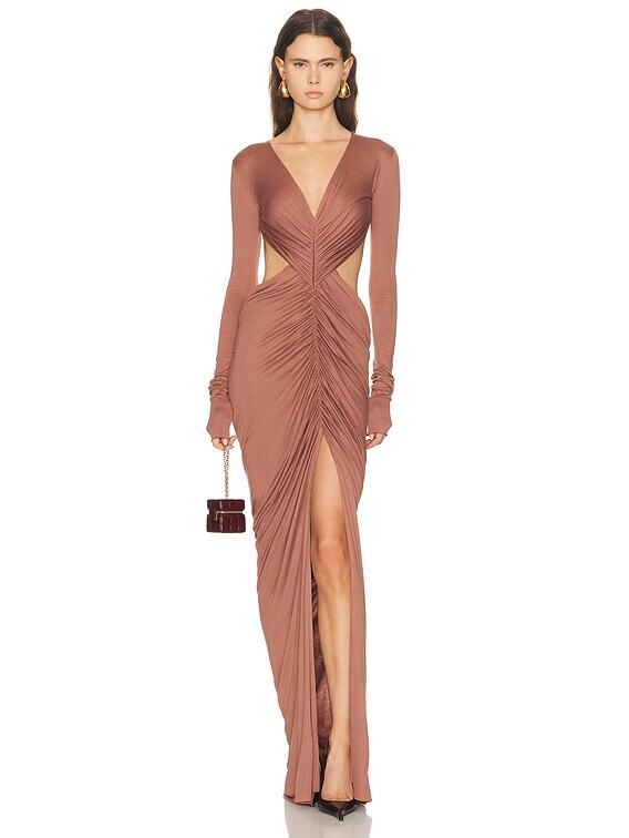 RICK OWENS LILIES Poppy Long Sleeve Gown in Mauve | FWRD