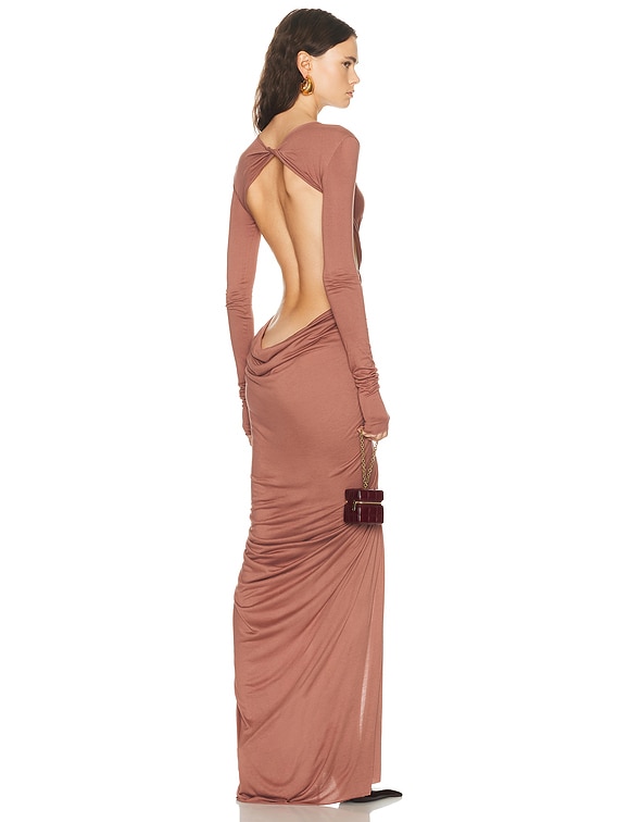 RICK OWENS LILIES Poppy Long Sleeve Gown in Mauve | FWRD