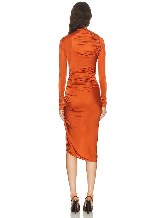 RICK OWENS LILIES Svita Long Sleeve Dress in Orange | FWRD