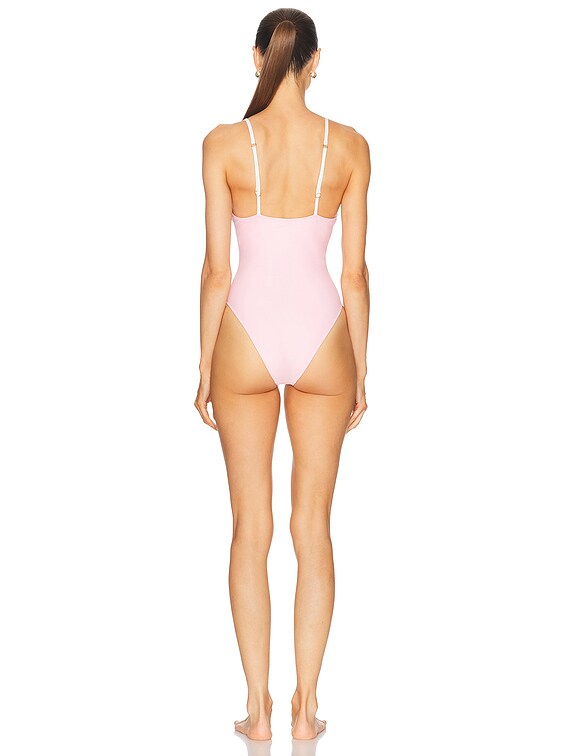 Rowen Rose One Piece Swimsuit in Pink & White | FWRD