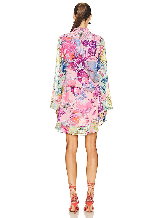 ROCOCO SAND Zazu Mini Dress in Motley Tropical | FWRD ROCOCO SAND Zazu Mini Dress in Motley Tropical | FWRD