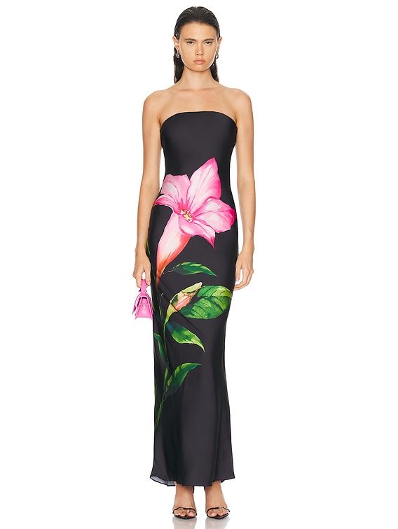 white bandeau maxi dress White Bandeau High Slit Dress – Gabi Swimwear