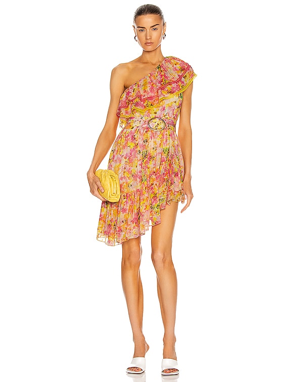 ROCOCO SAND Nesh One Shoulder Mini Dress in Yellow | FWRD