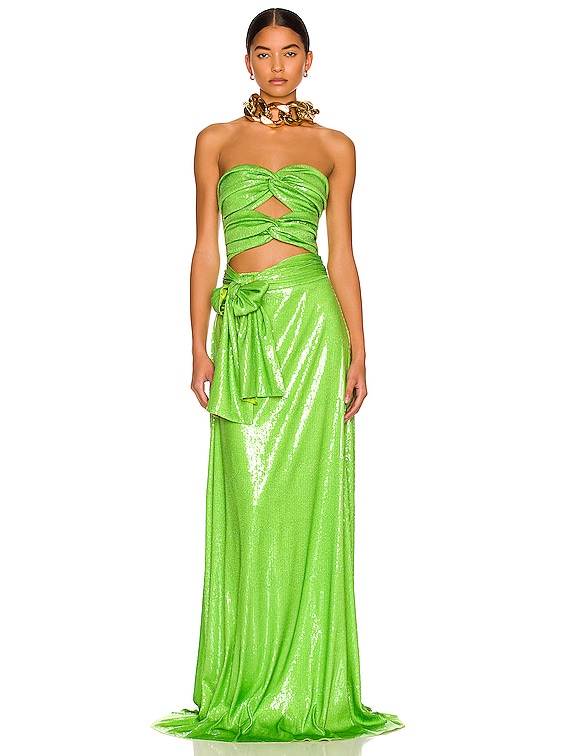 Raisa Vanessa Sequin Cutout Gown in Pistachio Green