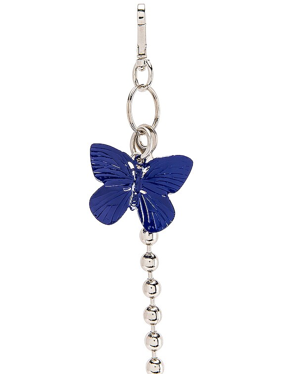 Raf Simons Blue Butterfly Ball Wallet Chain in Silver | FWRD