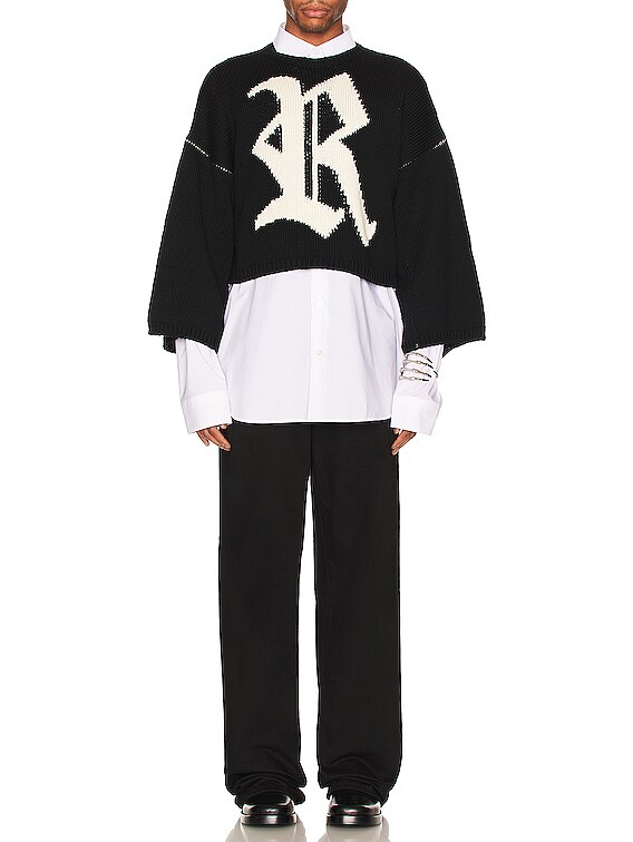 Raf Simons Bulky Knit Sweater With R Jacquard in Black | FWRD