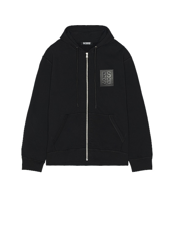 Raf Simons Zipped Hoodie With Rs Hand Signs On Sleeves in Black | FWRD