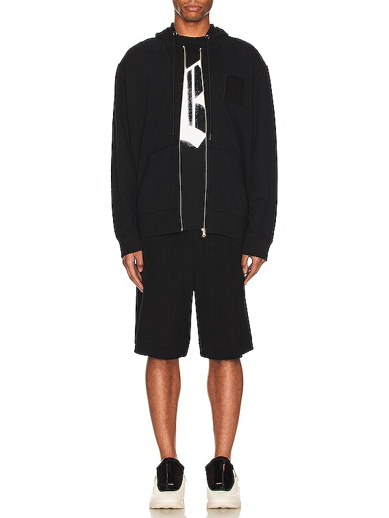 Raf Simons Zipped Hoodie With Rs Hand Signs On Sleeves in Black | FWRD