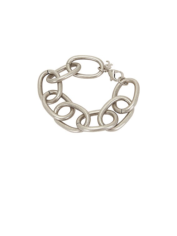 Raf Simons Bracelet With Oval Shackles in Antique Silver | FWRD