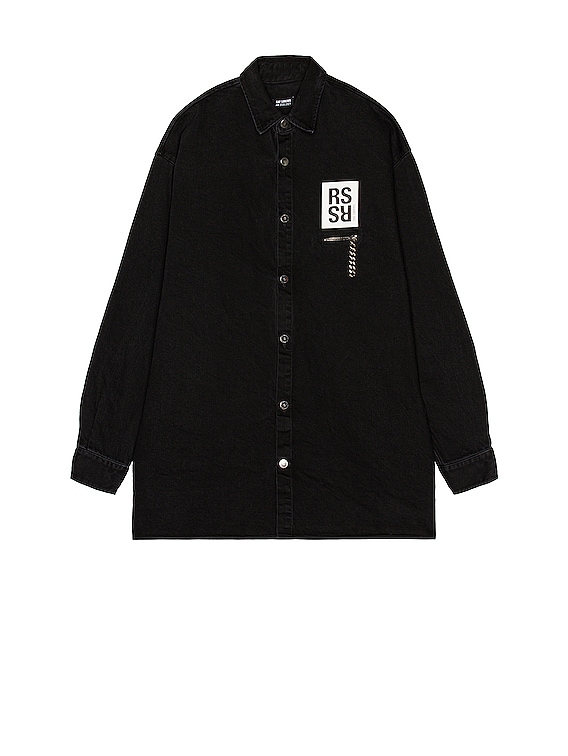 Raf Simons Big Fit Denim Shirt With Zipped Pocket in Black | FWRD