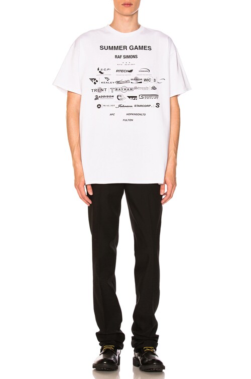 Raf Simons Easy Fit Summer Games Tee in White & Black | FWRD