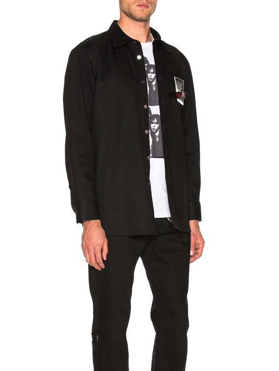 raf simons black denim shirt