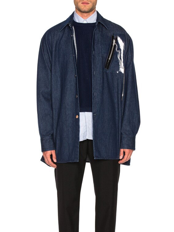 Raf Simons Big Fit Zipper Shirt in Dark Navy | FWRD