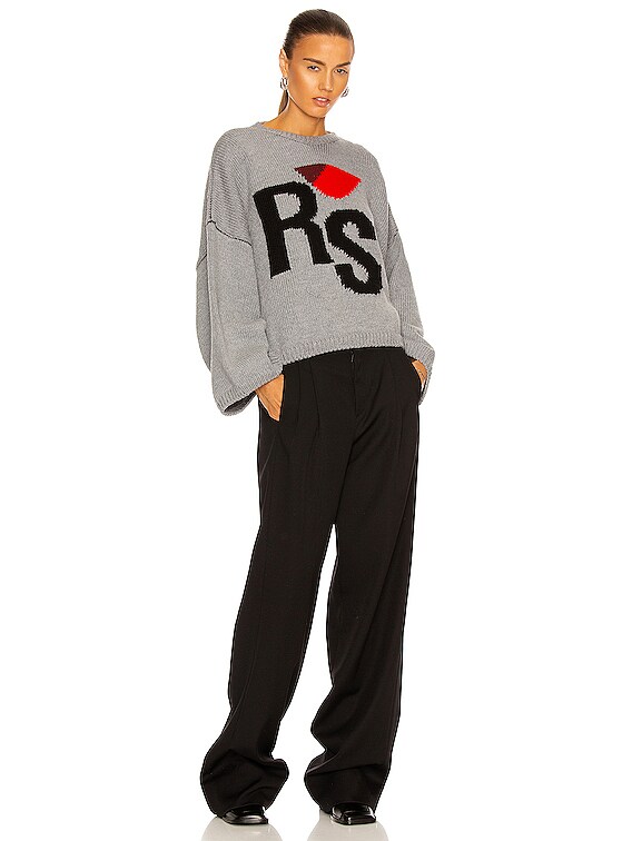 Raf Simons Cropped RS Knit Sweater in Grey | FWRD