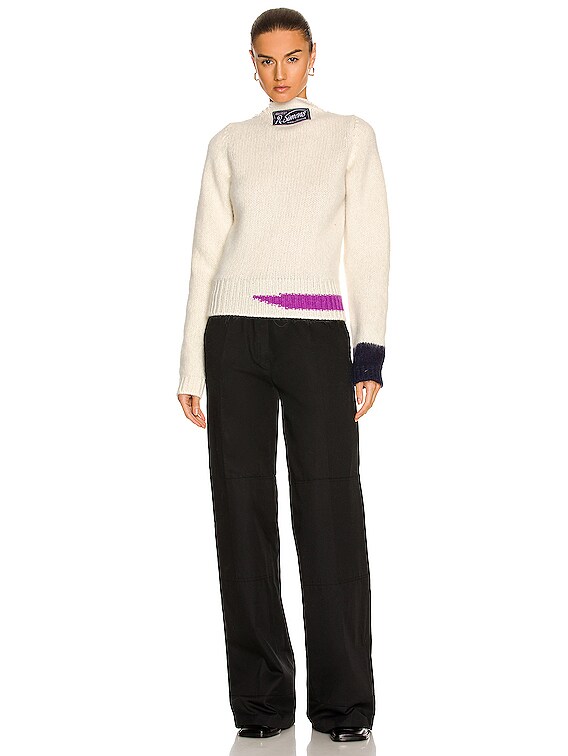 Raf Simons Vintage Knit Contrast Detail Sweater in Pearl | FWRD