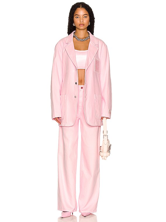 Raf Simons School Boy Denim Blazer in Light Pink | FWRD