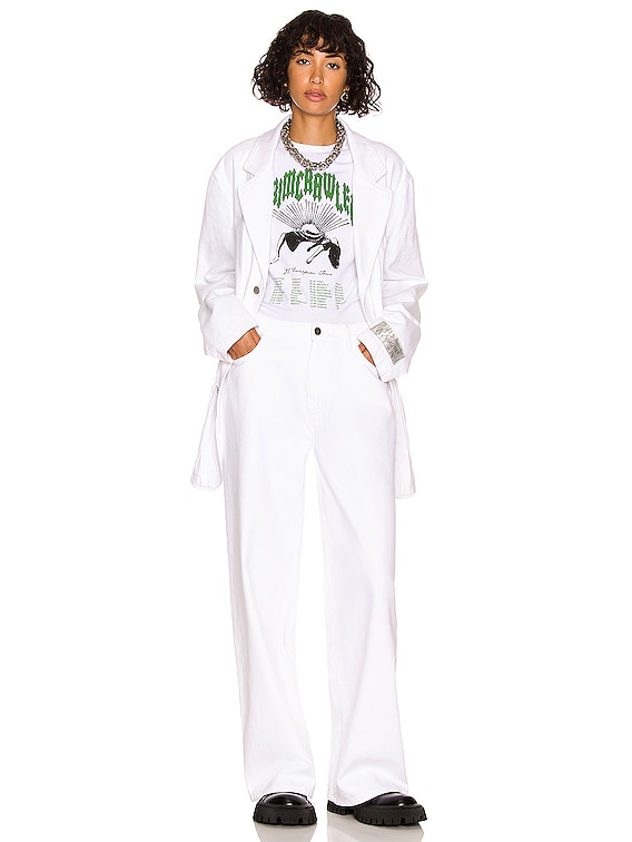 Raf Simons School Boy Denim Blazer in White | FWRD