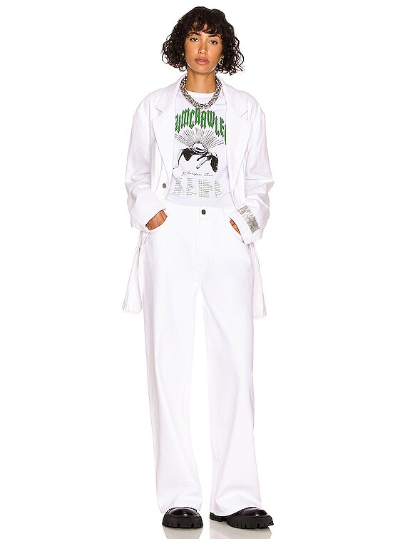 Raf Simons Wide Fit Denim Pants in White | FWRD