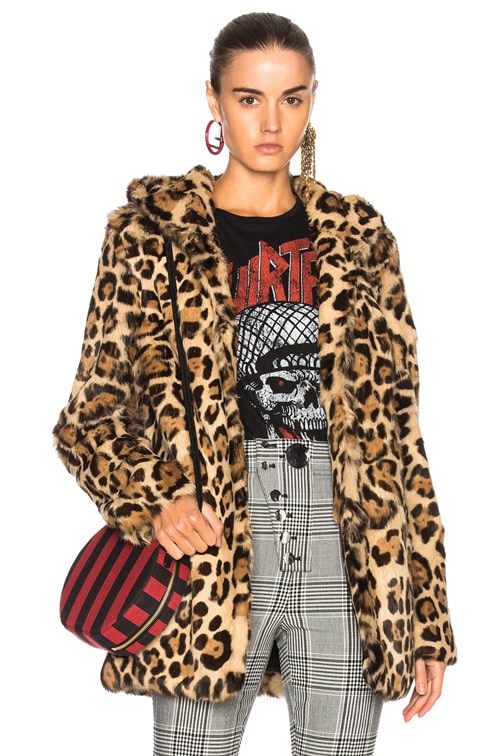 leopard print rabbit fur coat