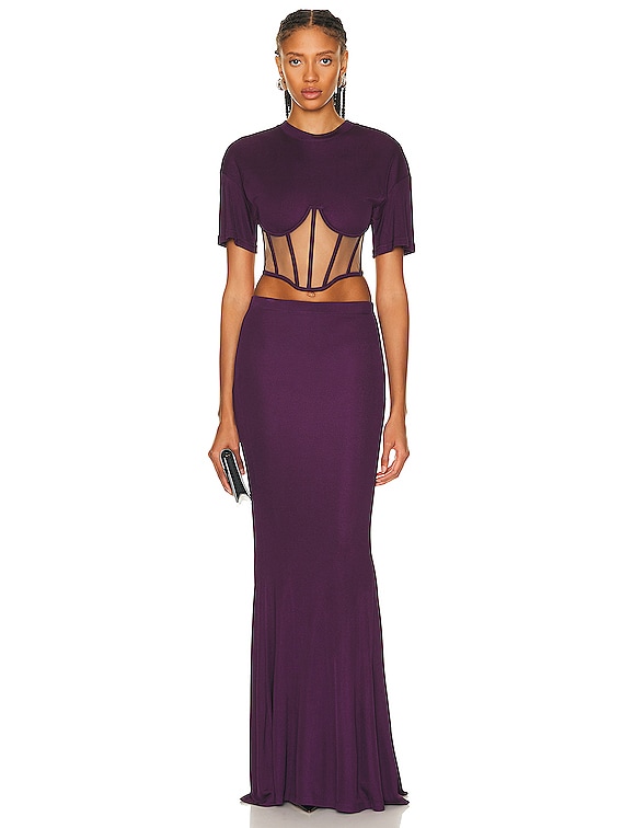 RTA Short Sleeve Corset Top in Grape | FWRD