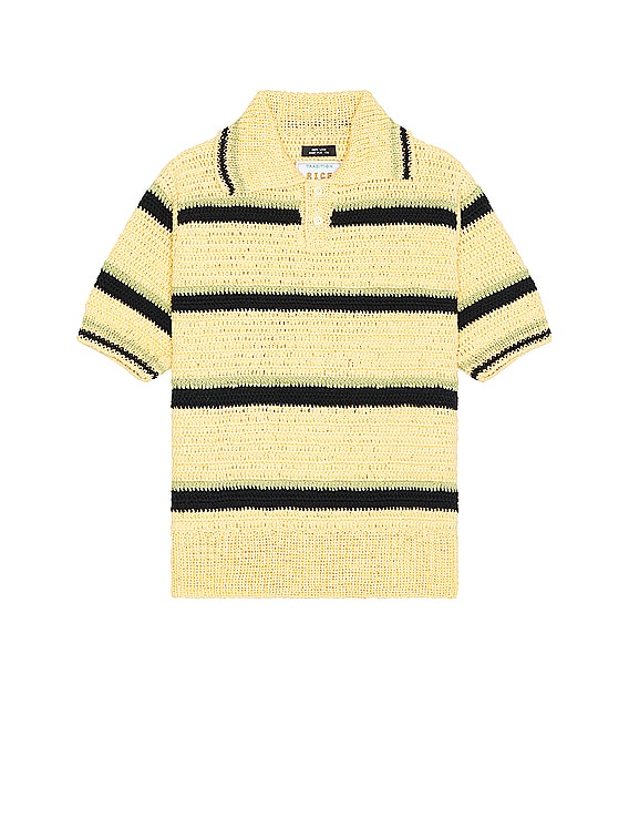 rice nine ten Crochet Hand Knit Polo Shirt in Yellow | FWRD