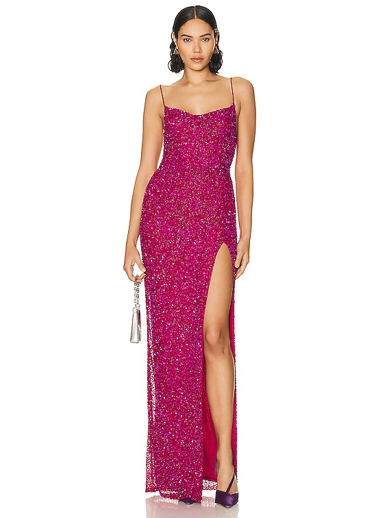 retrofete Blair Sequin Dress in Dragon Fruit