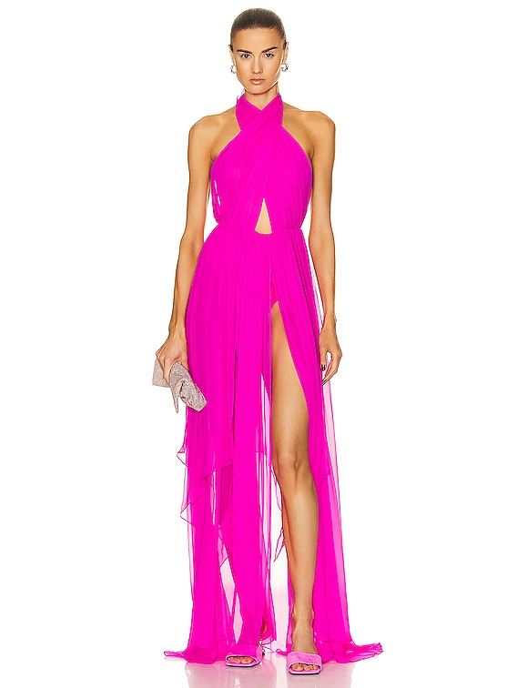 retrofete Ina Silk Dress in Neon Pink