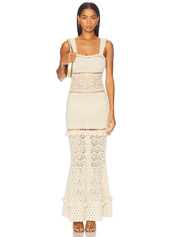 retrofete Winona Crochet Dress in Ivory Gold | FWRD