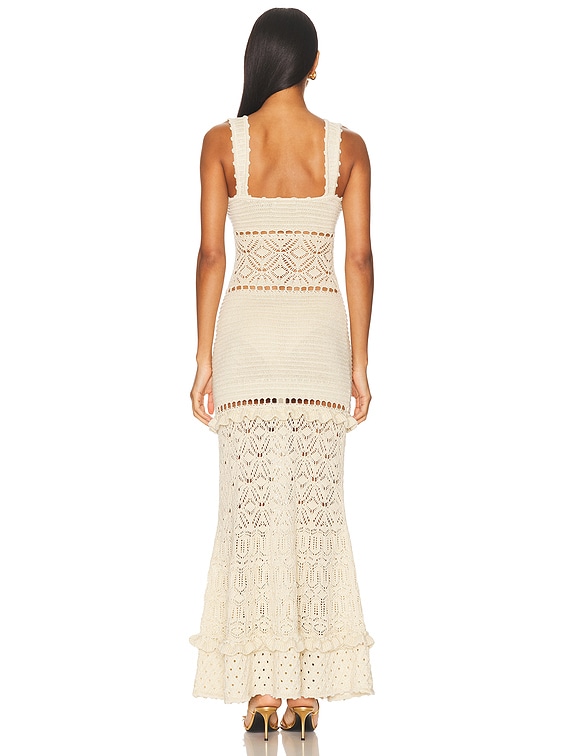 winona crochet dress retrofete Winona Crochet Dress in Ivory Gold