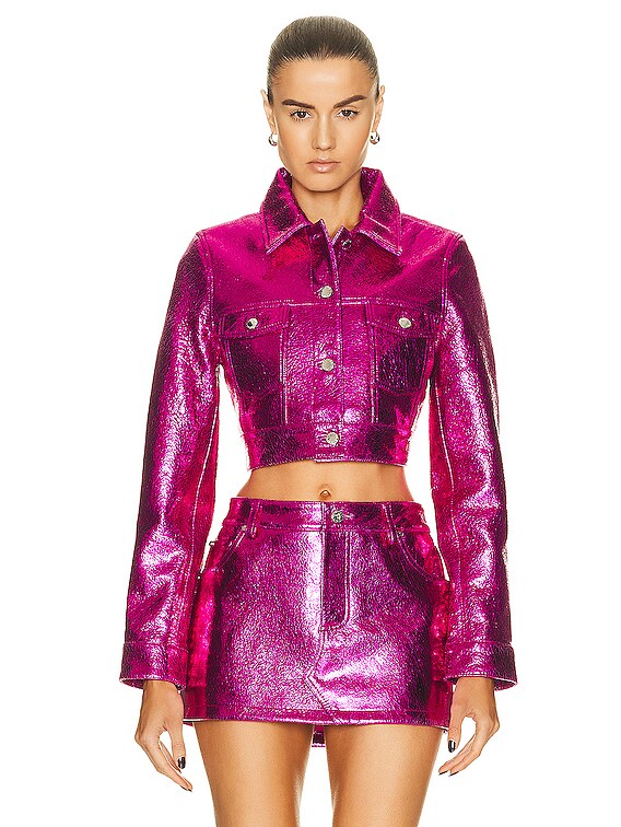 retrofete Estelle Leather Jacket in Metallic Fuchsia | FWRD
