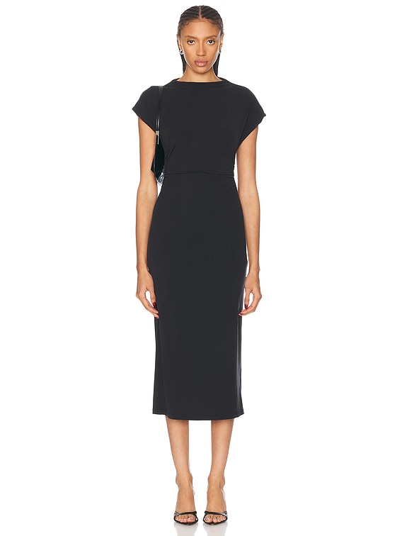 SABLYN Mesa Slouchy Mock Neck Midi Dress in Black | FWRD