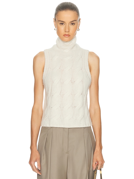 Salvia Sleeveless Cable Turtleneck Sweater