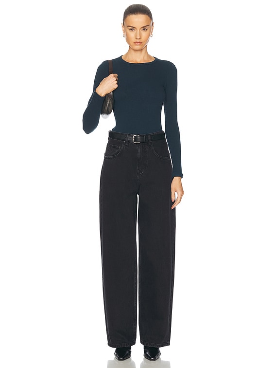 SABLYN Quincy Long Sleeve Fitted Crewneck Top in Compass | FWRD