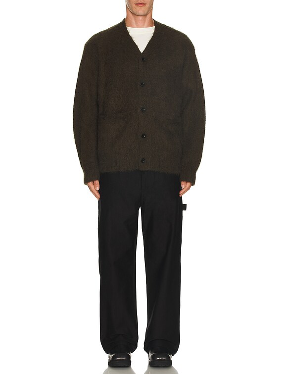 Sacai Gonz Mohair Knit Cardigan in Khaki | FWRD Sacai Gonz Mohair Knit Cardigan in Khaki | FWRD