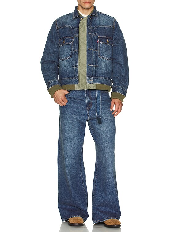 Sacai x Levi's Denim x Nylon Twill Reversible Blouson in Blue