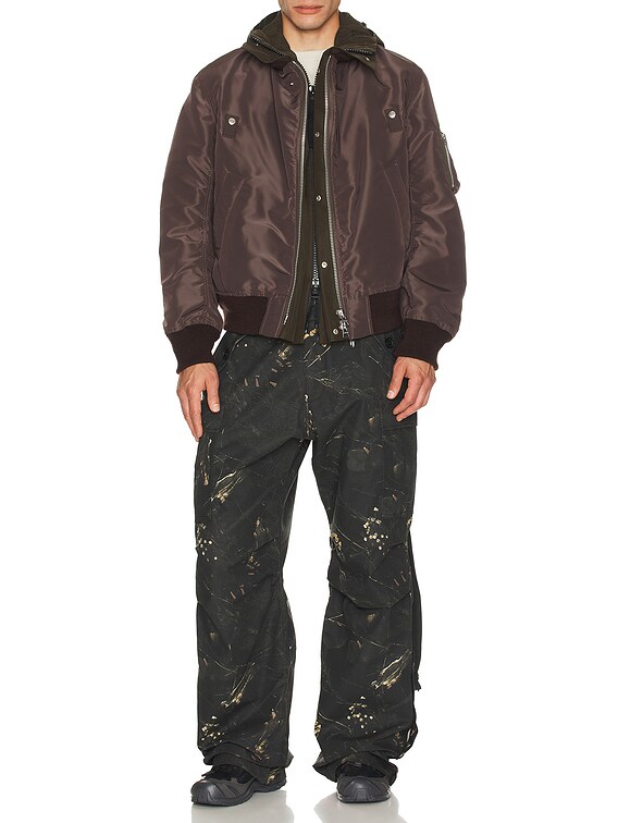 Sacai Nylon Twill X Grosgrain Blouson in Brown & Khaki | FWRD