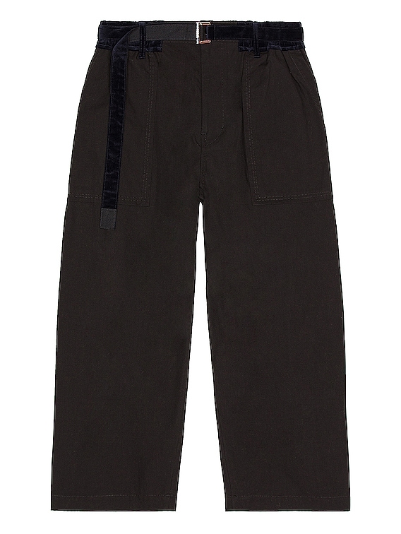 Sacai Cotton Oxford Pants Wide Leg in Black | FWRD