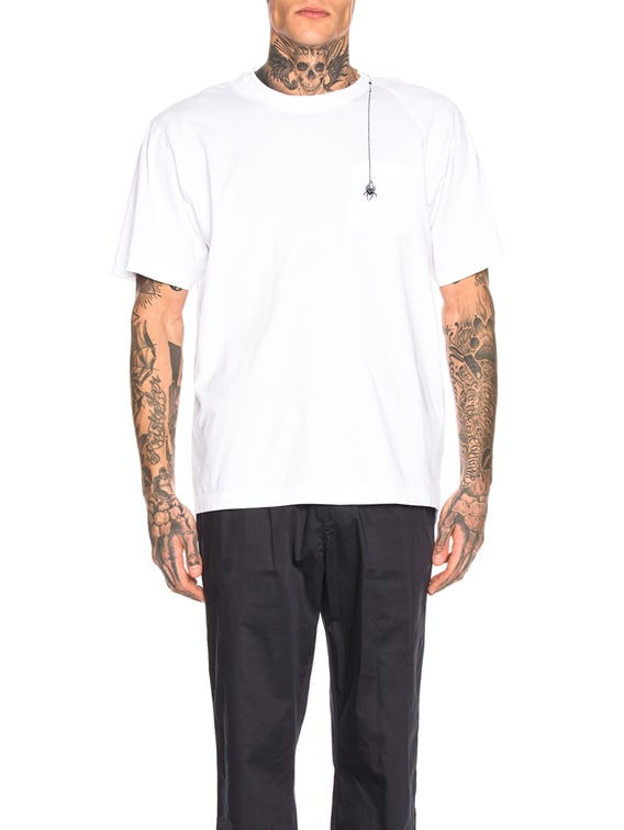 Sacai Dr. Woo Embroidered Tee in White | FWRD