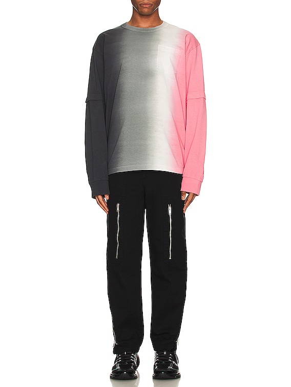 Sacai Tie Dye Cotton Jersey Long Sleeve T-shirt in C/gray-pink in