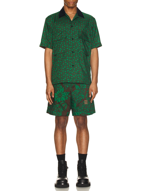 Sacai Floral Print Shirt in Green | FWRD