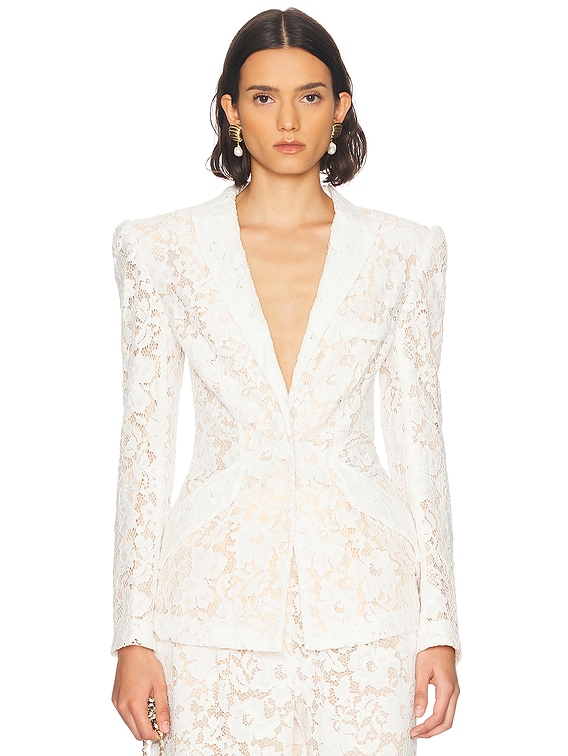 SANS FAFF Kensington Lace Blazer in White | FWRD