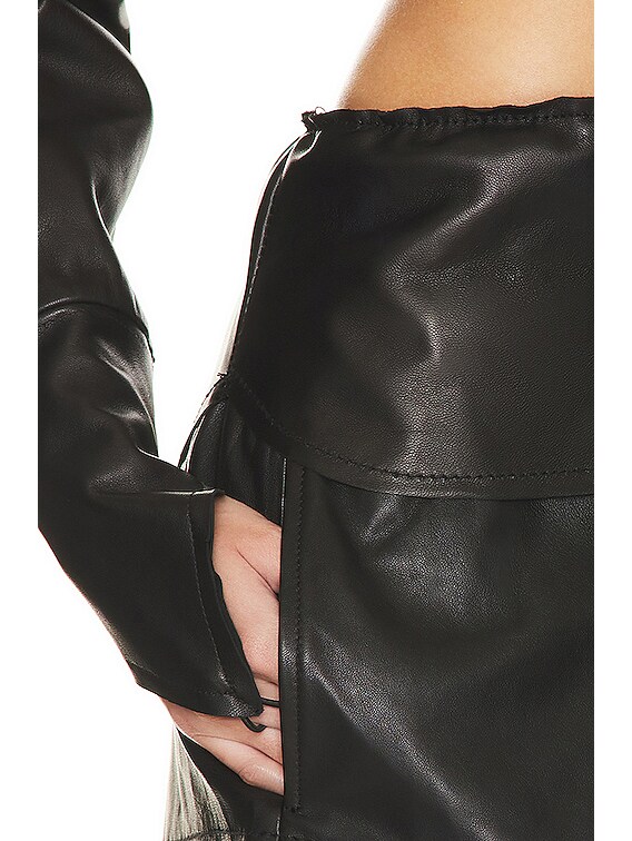 SAMI MIRO VINTAGE for FWRD V Cut Out Hoodie Dress in Black Leather | FWRD