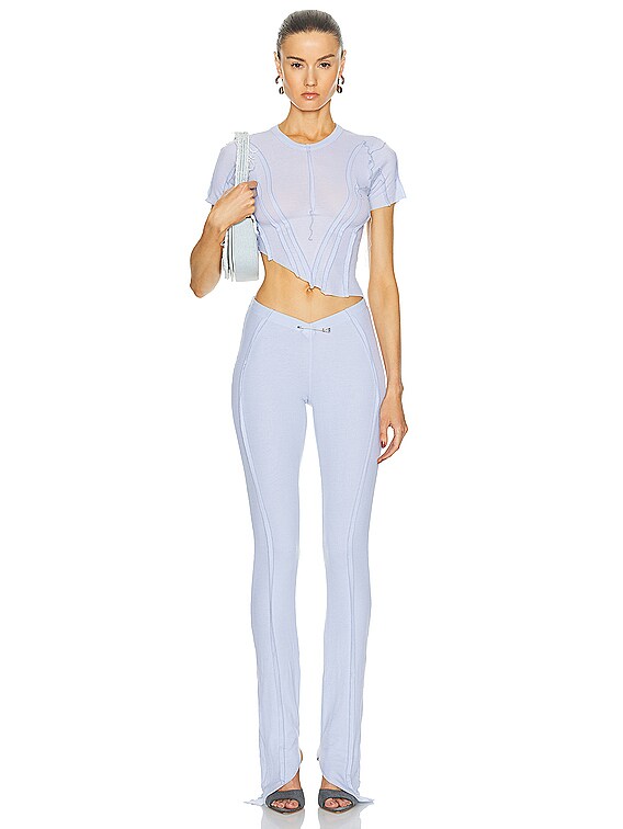 SAMI MIRO VINTAGE Asymmetric Pants in Blue Lace | FWRD
