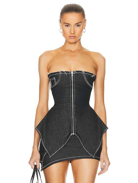for FWRD Zip Front Tube Top With Uneven Hem