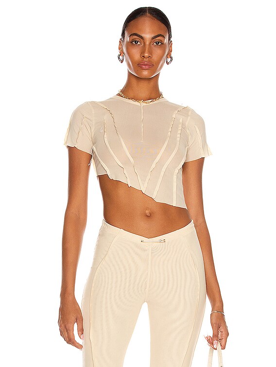 トップス SAMI MIRO VINTAGE ASYMMETRIC T-shirt Sami Miro Vintage - Asymmetric Tee in White Rib – SAMI MIRO