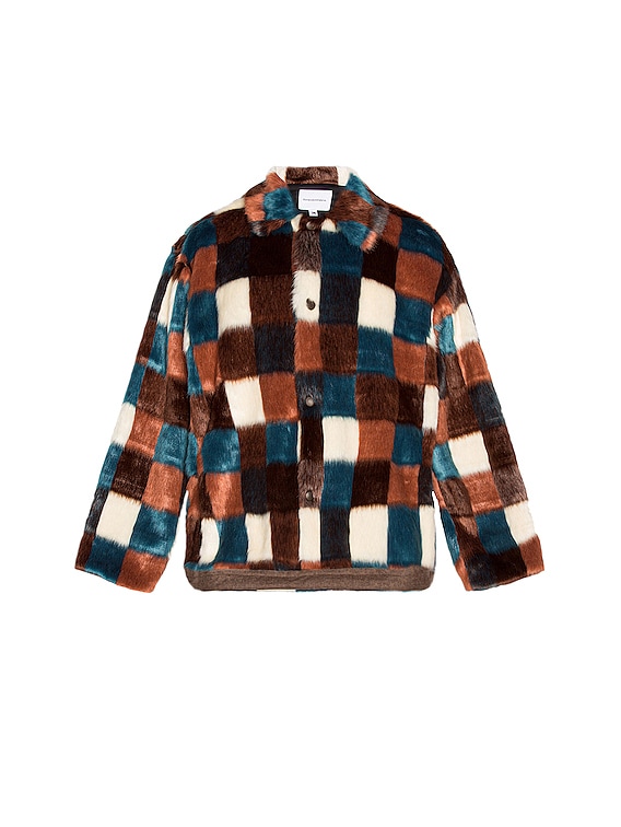 Sasquatchfabrix Faux Fur Jacket in Brown Check | FWRD