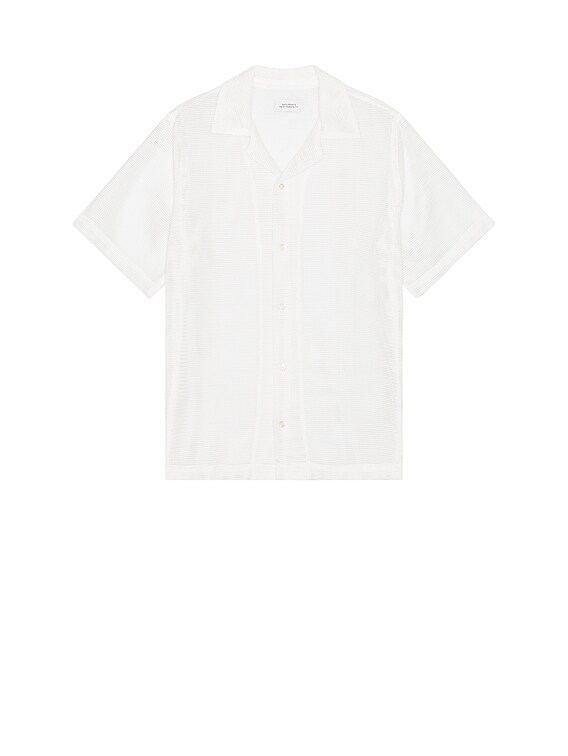 SATURDAYS NYC Canty Mesh Short Sleeve Shirt in White | FWRD