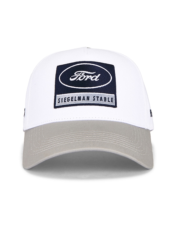 Siegelman Stable Patched Five Panel Hat in White, Ford Navy  display picture 3