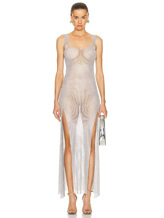 Santa Brands Maxi Slits Sundress in Silver | FWRD